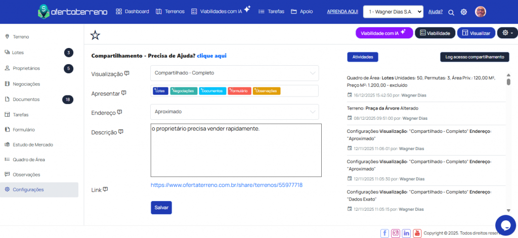 Compartilhamento Controlado: Envie Link Personalizado para Corretor ou Investidor